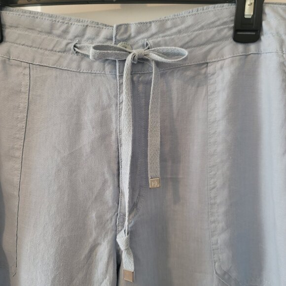 Lauren Wide-Leg Blue Linen Pants - Size 16 - Picture 3 of 4
